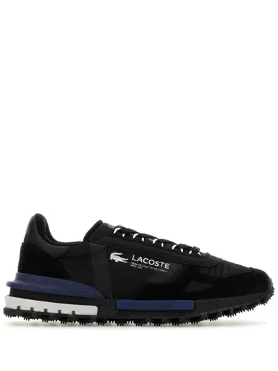 Lacoste Elite Active Textile Leather Sneakers In Black