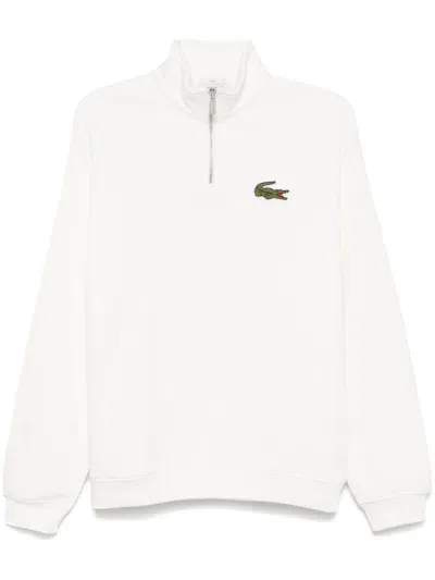 Lacoste Embroidered-logo Sweatshirt In White