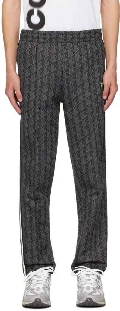 Lacoste Gray Monogram Sweatpants In Black