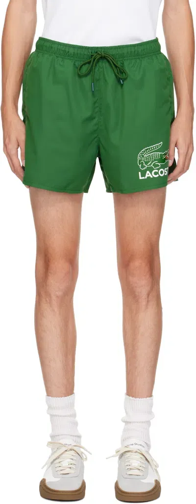 Lacoste Logo-print Swim Shorts In Green