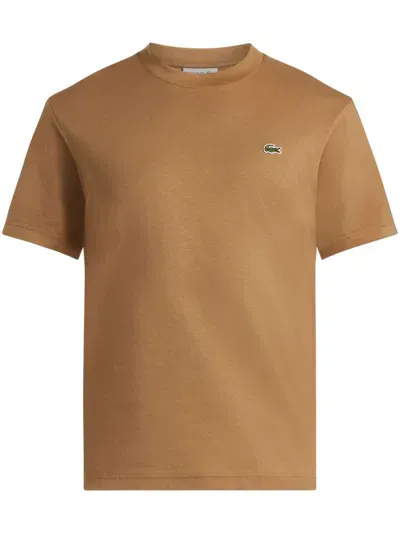 Lacoste Logo-appliqué T-shirt In Brown