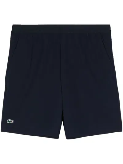 Lacoste Logo-embroidered Track Shorts In Blue