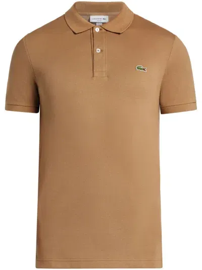 Lacoste Logo-patch Polo Shirt In Braun