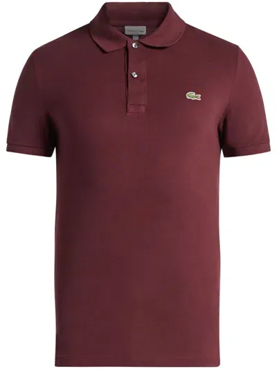 Lacoste Logo-embroidered Cotton Polo Shirt In Red