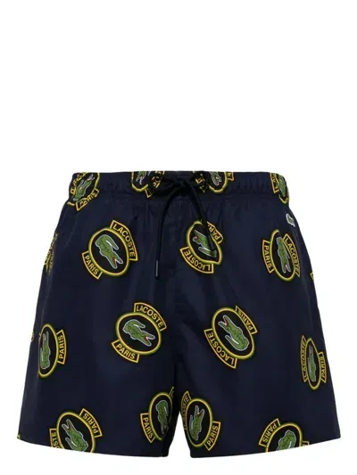 Lacoste Logo-print Swim Shorts In 蓝色