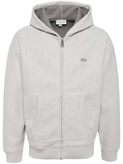 Lacoste Loose Fit Zip-up Hooded Jacket In Grey