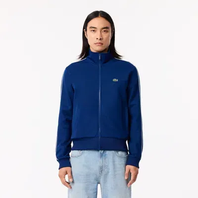 Lacoste Paris Mens Pique Zip Front Track Jacket In Blue Hbm