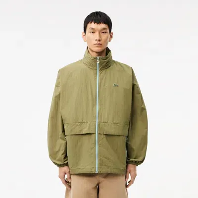 Lacoste Men's Water-repellent Removable Hood Windbreaker - 58 - Xl In Green