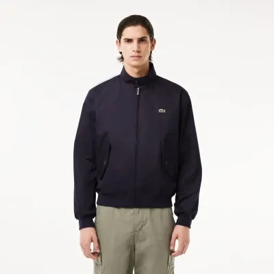 Lacoste Men's Waterproof Cotton Twill Harrington Jacket - 56 - L/xl In Navy Blue Hde