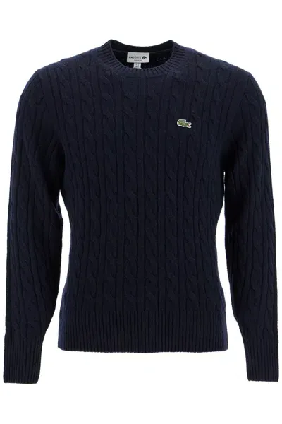 Lacoste Pullover In Lana A Trecce Classic Fit In Blue