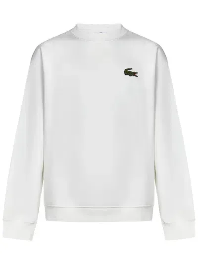 Lacoste Crocodile-patch Jersey Sweatshirt In White