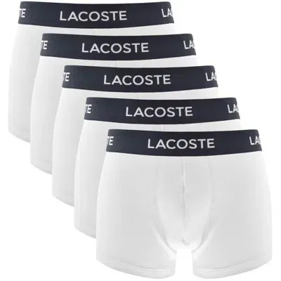 Lacoste Men's 5-pack Stretch Cotton Boxer Briefs In White