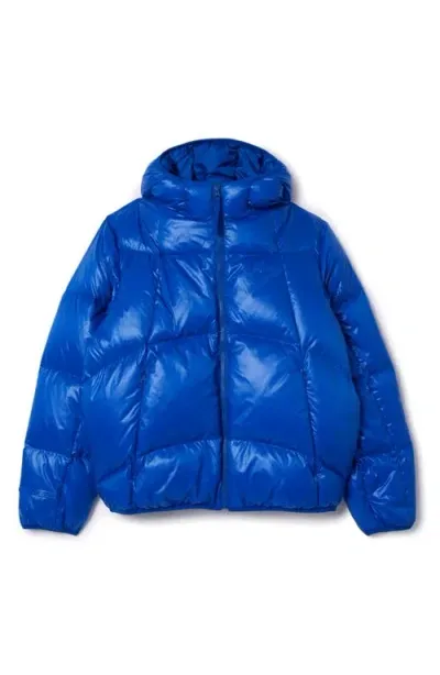 Lacoste Water Repellent Down Short Puffer Jacket In Lazuli