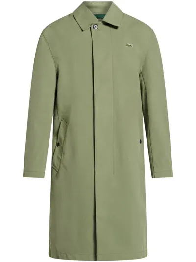 Lacoste Water-repellent Windproof Trench Coat In Green