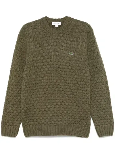 Lacoste Wool Crew-neck Sweater In Green