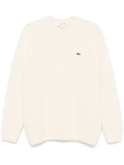 Lacoste Wool Crew-neck Sweater In White