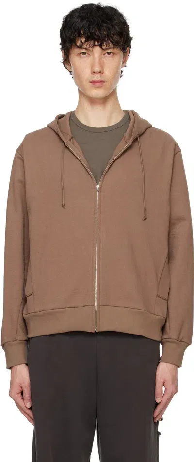 Lady White Co. Brown Textured Zip Hoodie In Sedona