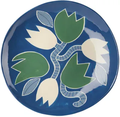 Laetitia Rouget Blue Tulip Fruit Platter In Indigo