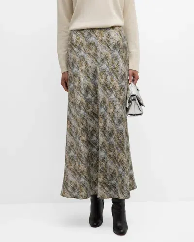 Lafayette 148 Bias-cut Flared Maxi Skirt In Plaster Multi