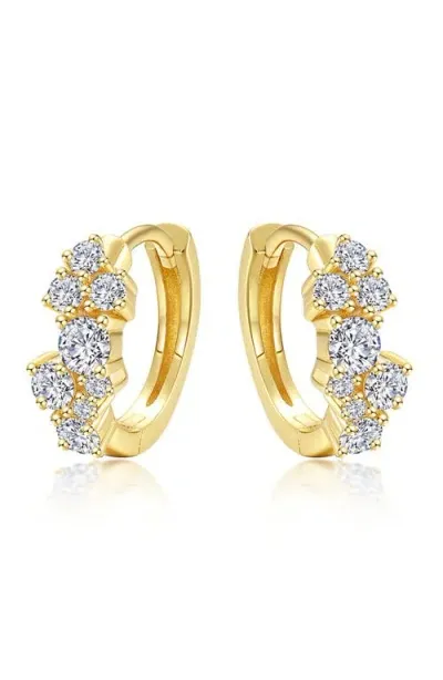 Lafonn Cluster Simulated Diamond Huggie Hoop Earrings In Gold/white