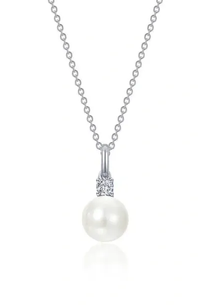 Lafonn Freshwater Pearl & Simulated Diamond Necklace In White