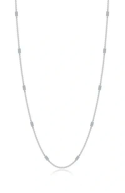 Lafonn Simulated Diamond Station Necklace In Silver