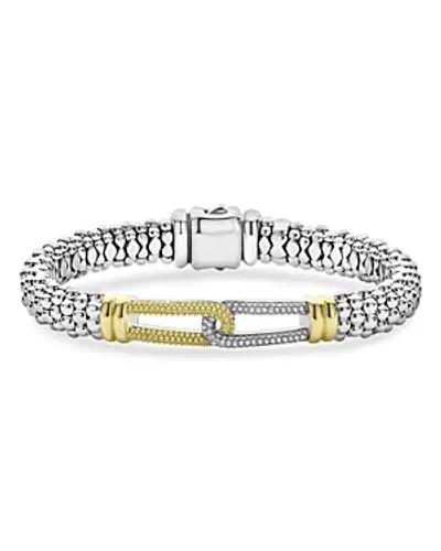 Lagos 18k Yellow Gold & Sterling Silver Caviar Lux Diamond Loop Caviar Bead Clip Bracelet - Exclusive