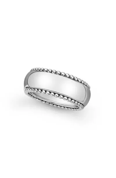 Lagos Anthem Caviar Lined Band Ring In Silver