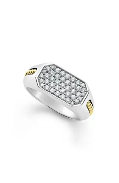 Lagos Anthem Pavé Diamond Signet Ring In Silver