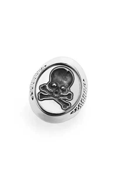 Lagos Anthem Skull Wax Seal Signet Ring In Silver