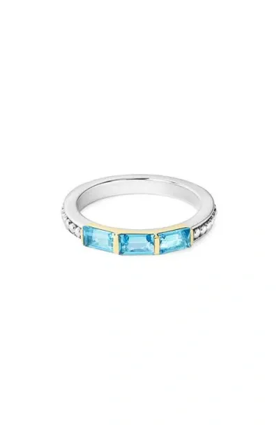 Lagos Gemstone Baguette Stackable Ring In Blue