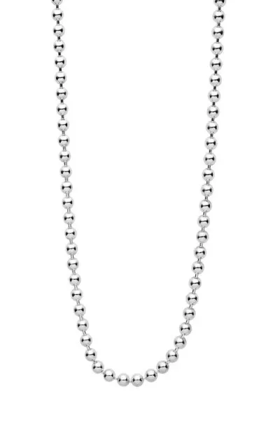 Lagos Signature Caviar Ball Chain Necklace In Silver