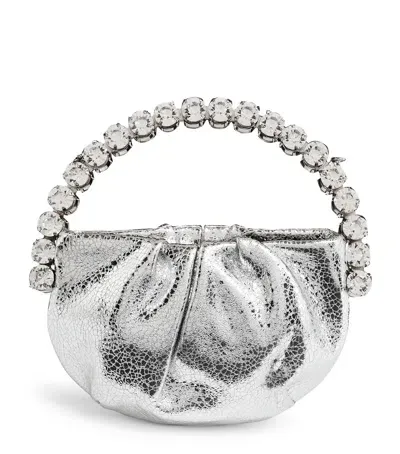 L'alingi Micro Leather Eternity Clutch In Silver