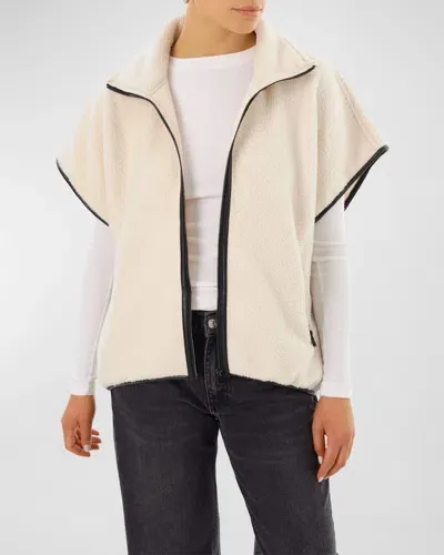 Lamarque Eudora Polar Fleece Short-sleeve Jacket In Ivory