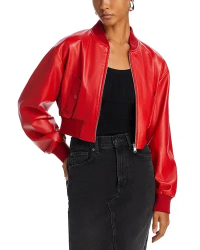 Lamarque Faux Leather Bomber Jacket In Crimson