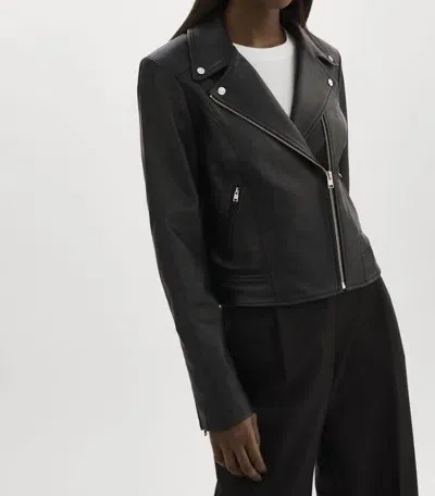 Lamarque Kelsey Leather Biker Jacket In Black