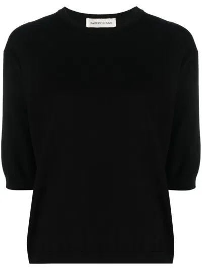 Lamberto Losani Half-sleeve Cotton Jumper In Schwarz