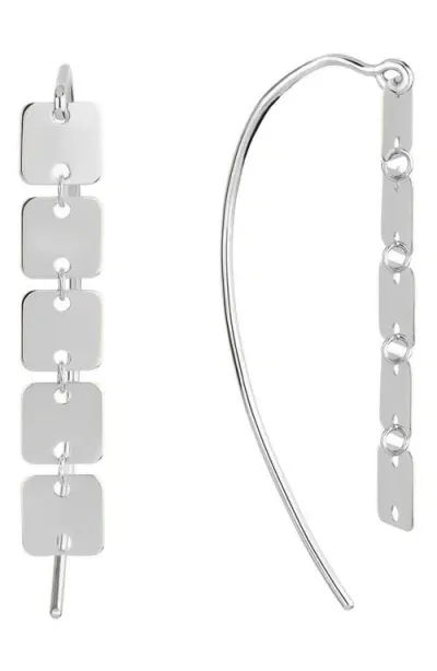 Lana Laser Square Linear Drop Earrings In White Gold