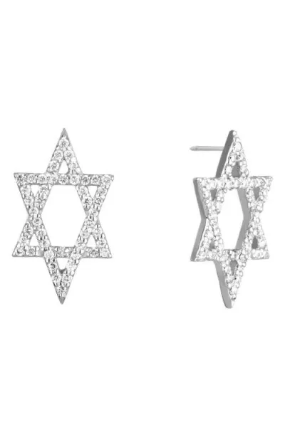 Lana Star Of David Diamond Stud Earrings In Silver