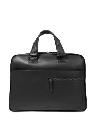 Lancel Logo-embossed Leather Laptop Bag In Black