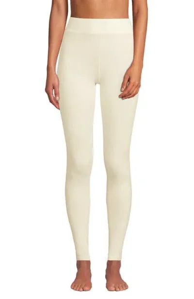 Lands' End Baselayer Cozy Thermaskin Pants In Fresh Ivory