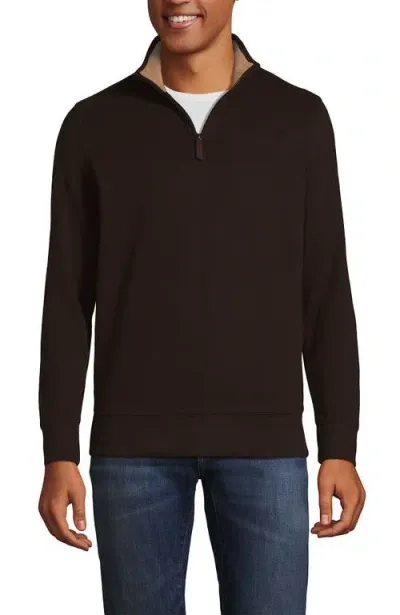 Lands' End Bedford Rib Quarter Zip Sweater In Rich Coffee