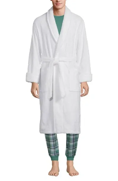 Lands' End Calf Length Turkish Terry Robe In White