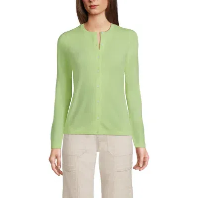 Lands' End Cashmere Cardigan Sweater In Fluorescent Green