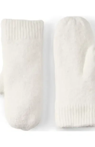 Lands' End Cashtouch Knit Mittens In Ivory