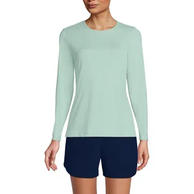 Lands' End Crew Neck Long Sleeve Rash Guard Upf 50 Sun Protection Swim Tee In Mint Cream