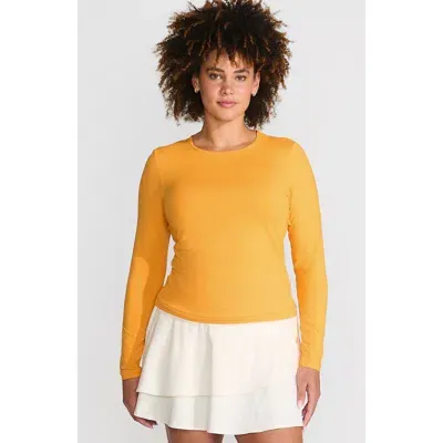 Lands' End Crew Neck Long Sleeve Rash Guard Upf 50 Sun Protection Swim Tee In Sweet Mango