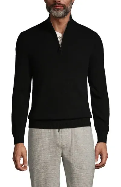 Lands' End Fine Gauge Cashmere Quarter Zip In Black