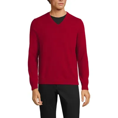 Lands' End Fine Gauge Cashmere V-neck Sweater In Current Red