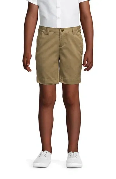 Lands' End Kids'  School Uniform Girls Plus Plain Front Blend Chino Shorts In Khaki